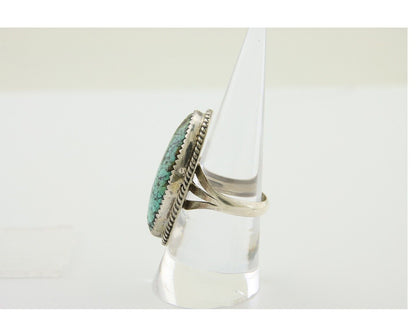 Navajo Handmade Ring 925 Silver Spiderweb Turquoise Native Artist C.80's