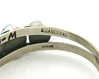 Navajo Bracelet .925 Silver Morenci Turquoise Signed F Sandoval C.80's