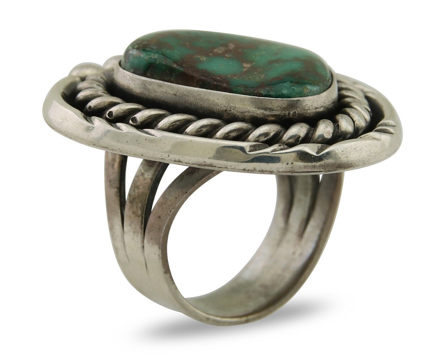 Navajo Ring 925 Silver Gem Grade Turquoise Native American Artist C.80's