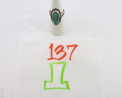 Navajo Ring 925 Silver Kingman Turquoise Native American Artist C.80's