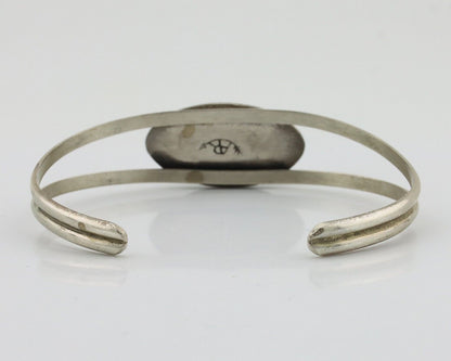 Navajo Bracelet 925 Silver Natural Red Coral Artist Signed AR ARROW C.80's