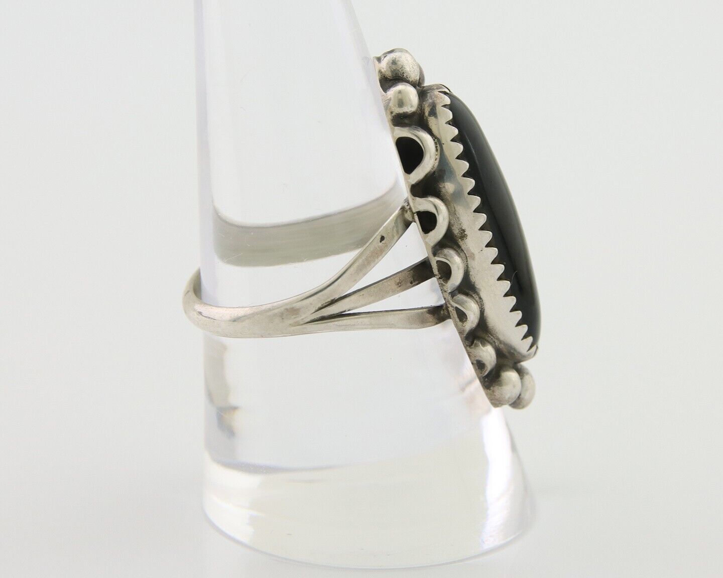 Navajo Handmade Ring 925 Silver Black Onyx Artist Signed SC C.80's
