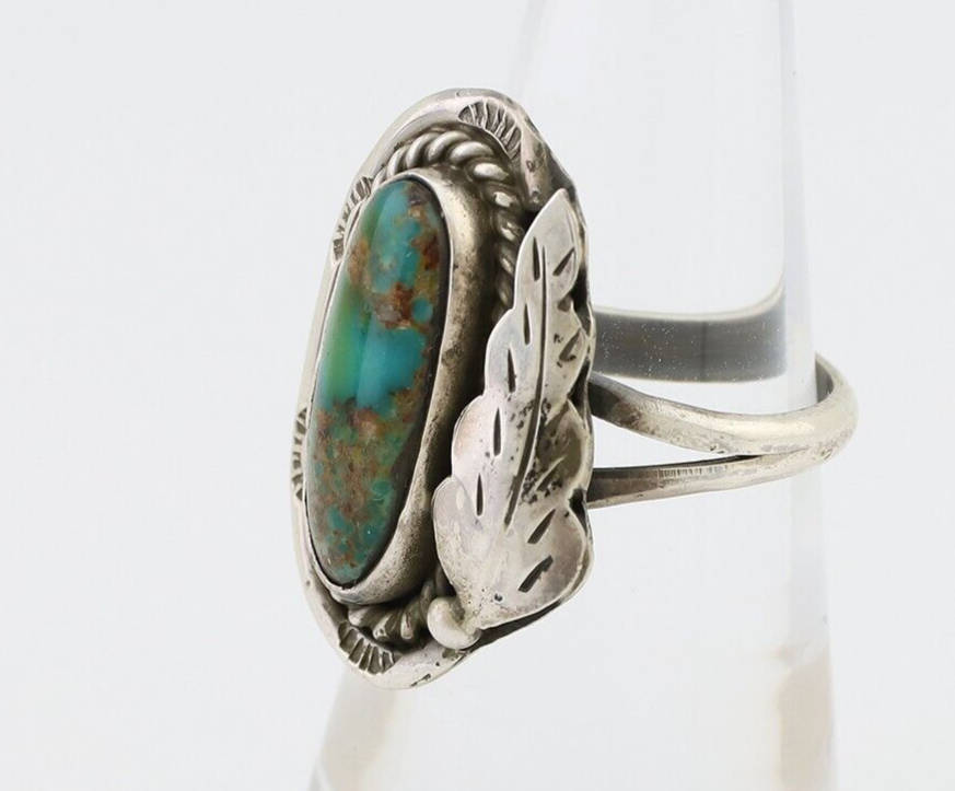 Navajo Handmade Ring 925 Silver Natural Turquoise Signed Jason Livingston C.80's