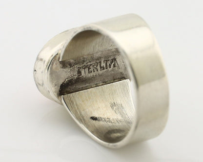 Zuni Inlaid Ring 925 Silver Mixed Natural Gemstones Native American Artist C.80s