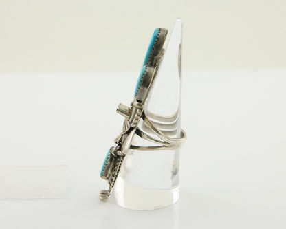 Navajo Kachina Ring 925 Silver Blue Gem Turquoise Signed Broken Arrow C.80's