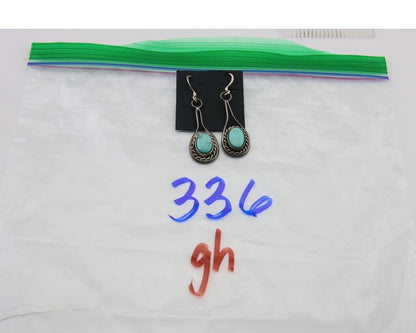 Navajo Dangle Earrings 925 Silver Natural Turquoise Native American Artist C.80s