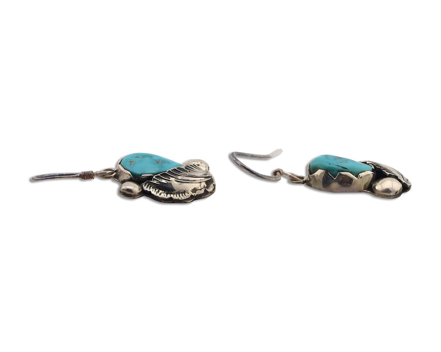 Zuni Dangle Handmade Earrings 925 Silver Blue Turquoise Native Artist C.80's