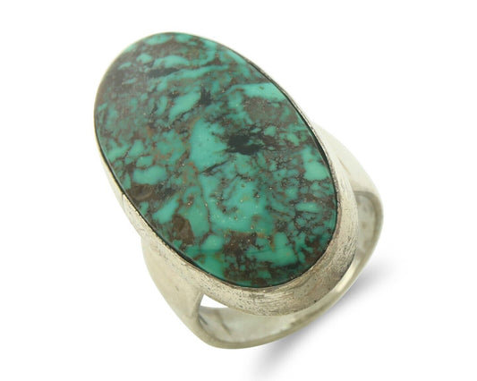 Navajo Men Ring 925 Sterling Natural Blue Turquoise Signed M Montoya C.80's