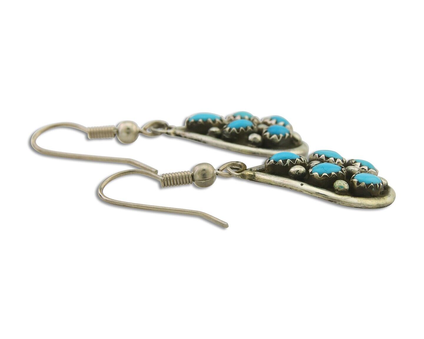 Navajo Earrings 925 Silver Natural Turquoise Native Artist C.80's