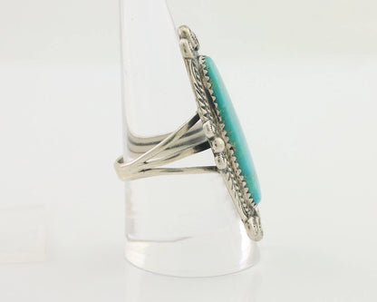 Navajo Ring 925 Silver Blue Gem Turquoise Native American Artist C.80's