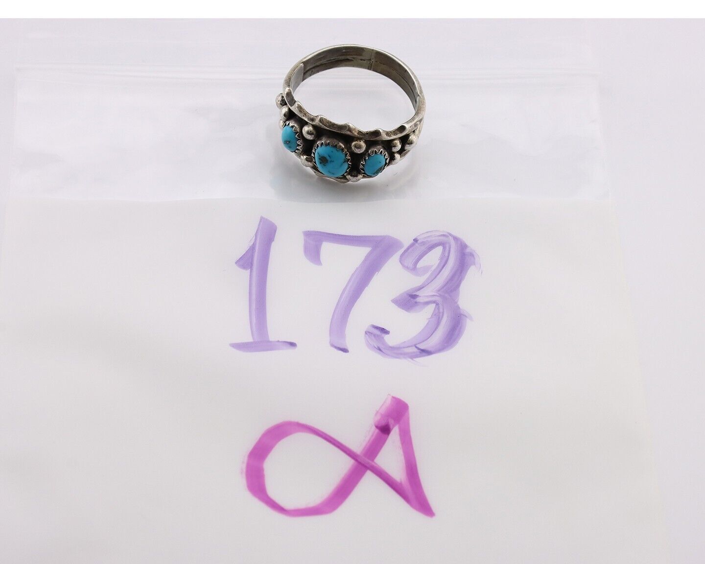 Navajo Ring 925 Silver Blue Turquoise Artist Signed SkyStone Creations C.80's