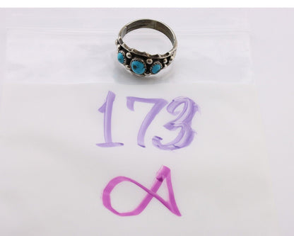 Navajo Ring 925 Silver Blue Turquoise Artist Signed SkyStone Creations C.80's