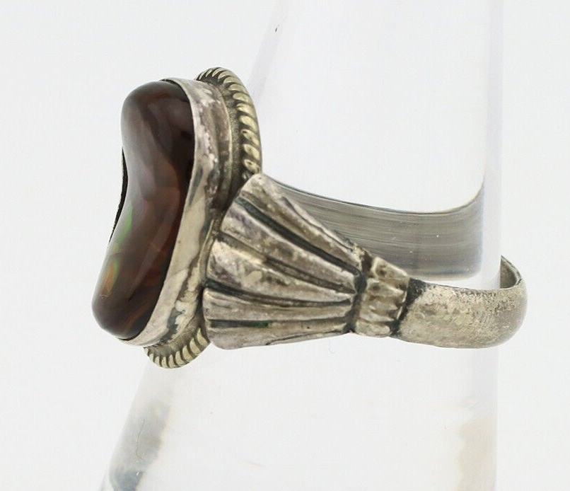 Navajo Handmade Ring 925 Silver Natural High Grade Fire Opal Native Artist C.80s