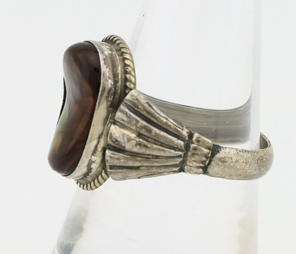 Navajo Handmade Ring 925 Silver Natural High Grade Fire Opal Native Artist C.80s