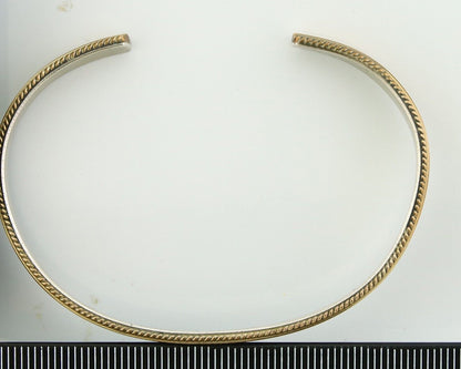 Navajo Bracelet 925 Silver & 12K Gold Cuff Artist Signed TAHE C.80's