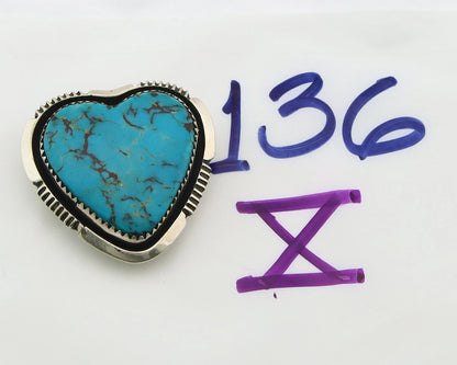 Navajo Handmade Pin Sterling Silver Turquoise Vintage Artist Signed W Denetdale