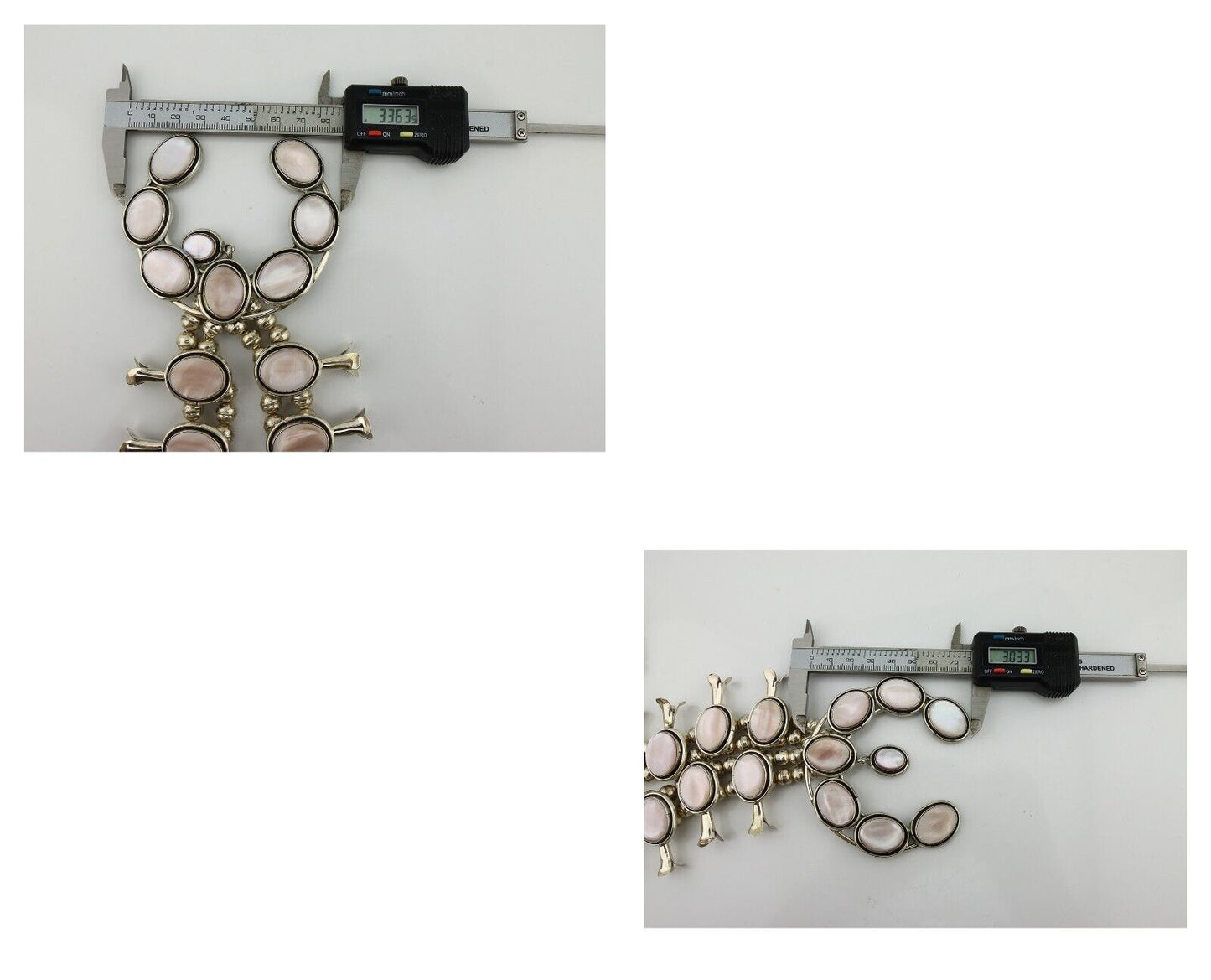 Navajo Squash Necklace 925 Silver Natural Pink Mussel Native American Artist C80