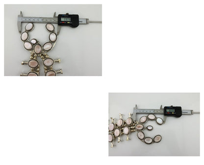 Navajo Squash Necklace 925 Silver Natural Pink Mussel Native American Artist C80