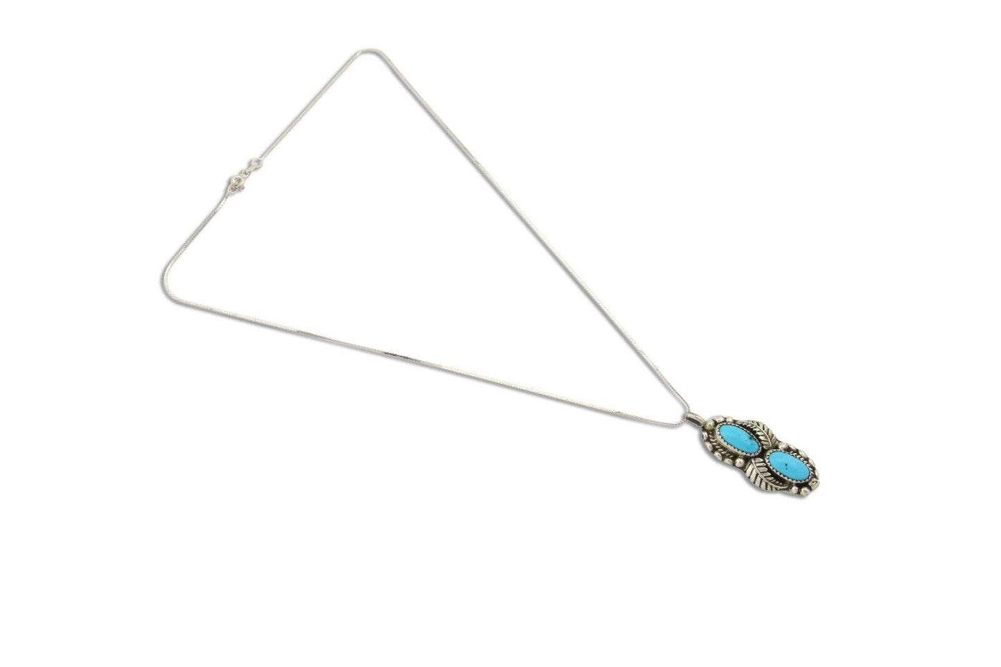 Navajo Necklace 925 Silver Natural Turquoise Artist Signed SC C.80's