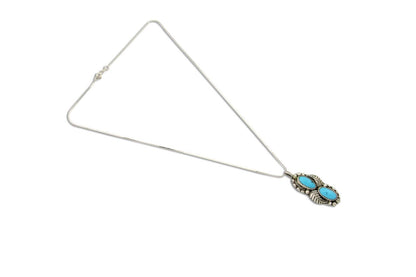 Navajo Necklace 925 Silver Natural Turquoise Artist Signed SC C.80's