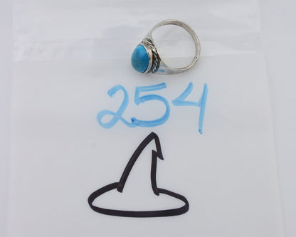 Navajo Ring 925 Silver Sleeping Beauty Turquoise Native Artist C.80's