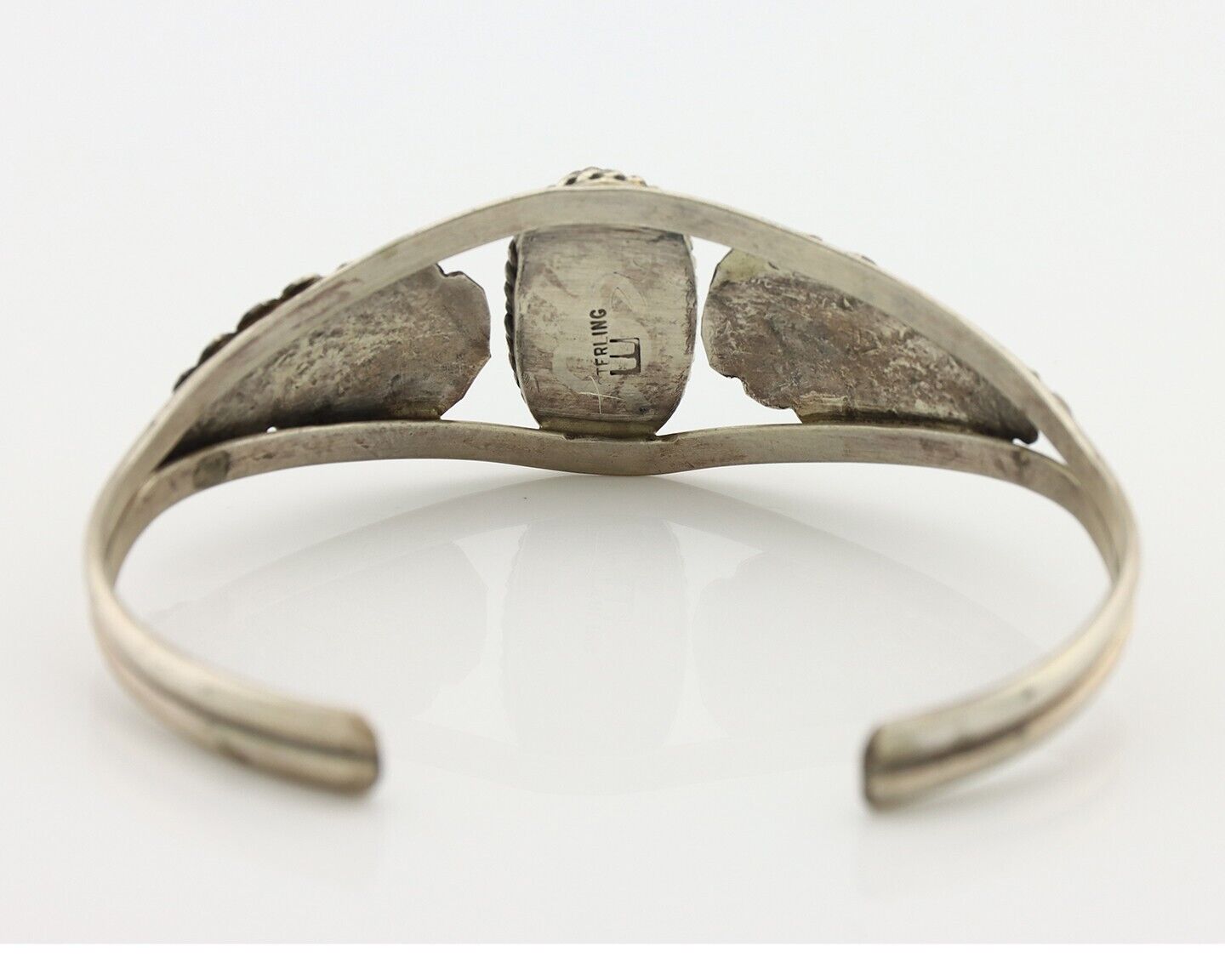 Navajo Handmade Bracelet 925 Silver Natural Blue Turquoise Artist Signed E C.80s