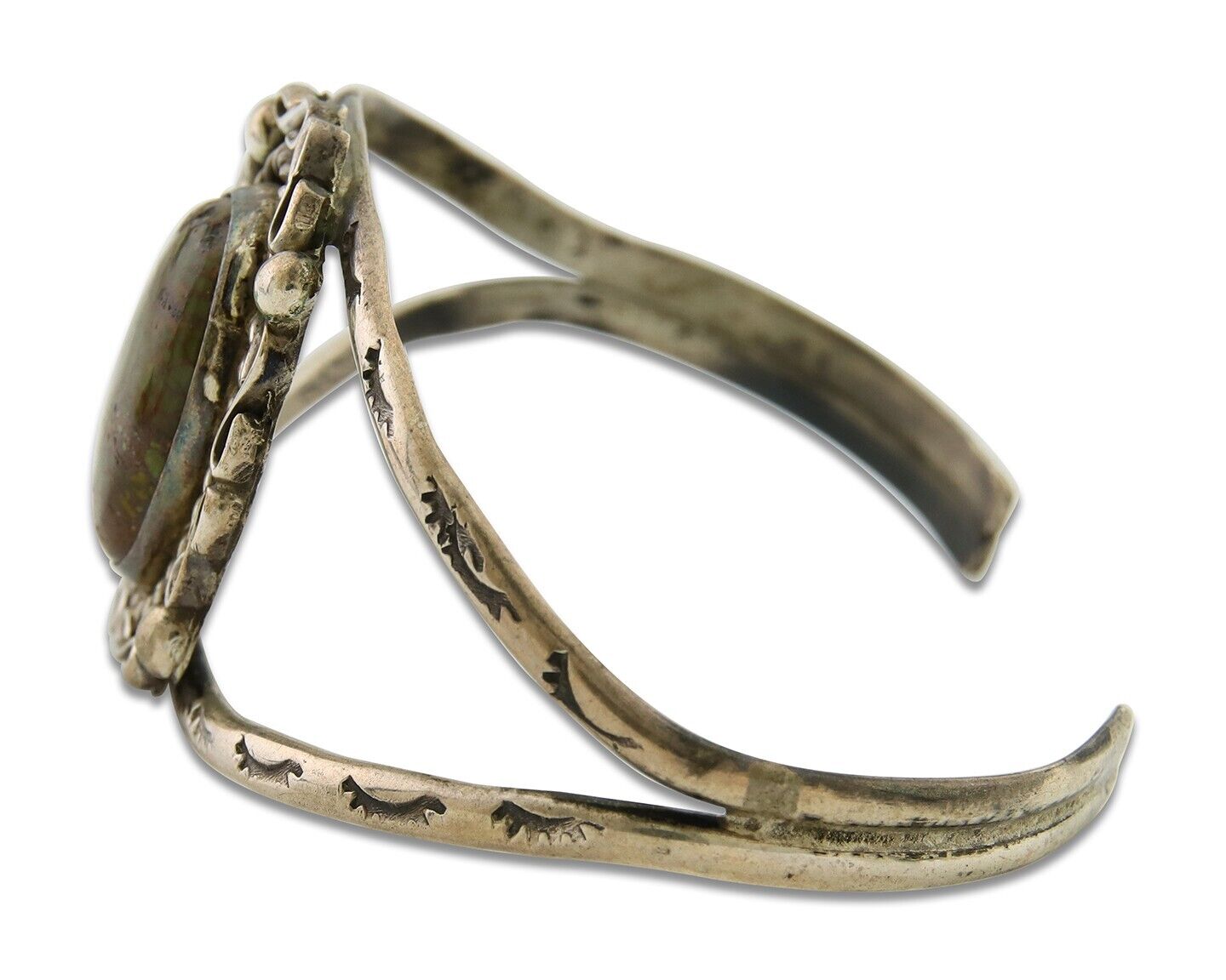 Navajo Bracelet 925 Silver Turquoise Cuff Artist Signed C.80's