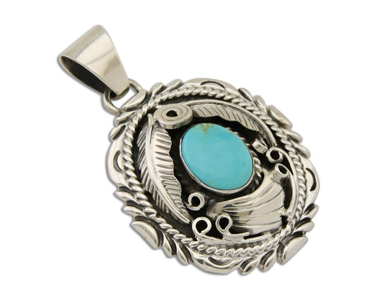 Navajo Necklace 925 Silver Natural Blue Turquoise Native American Artist C.80's