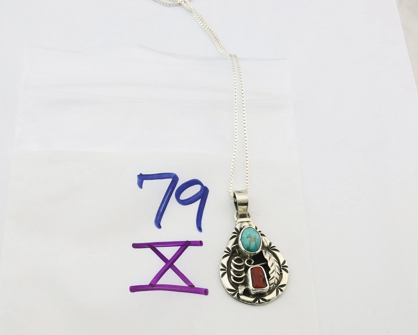Navajo Necklace Sterling Authentic Gemstone Traditional Signed Teepee
