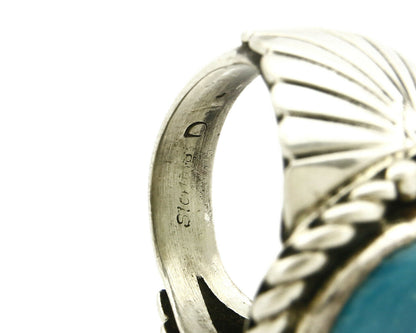Navajo Ring .925 SOLID Silver Castle Dome Turquoise Signed Doug Zachary C.80's