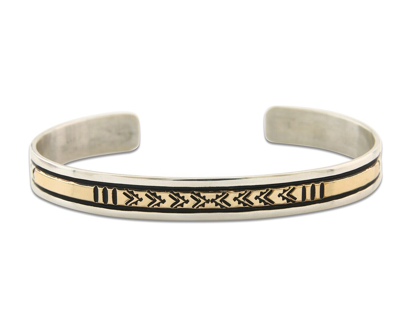 Navajo Bracelet 925 Silver & 12k Yellow Gold Plated Signed Thomas Singer C.80's