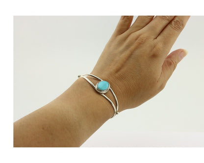 Navajo Bracelet 925 Silver Sleeping Beauty Turquoise Native Artist C.80's