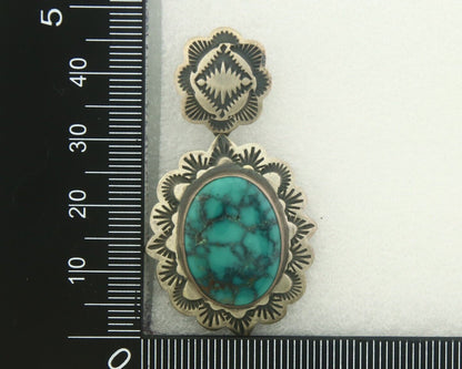 Navajo Earrings 925 Silver Concho Turquoise Native Artist Signed Ikee & DeChelly