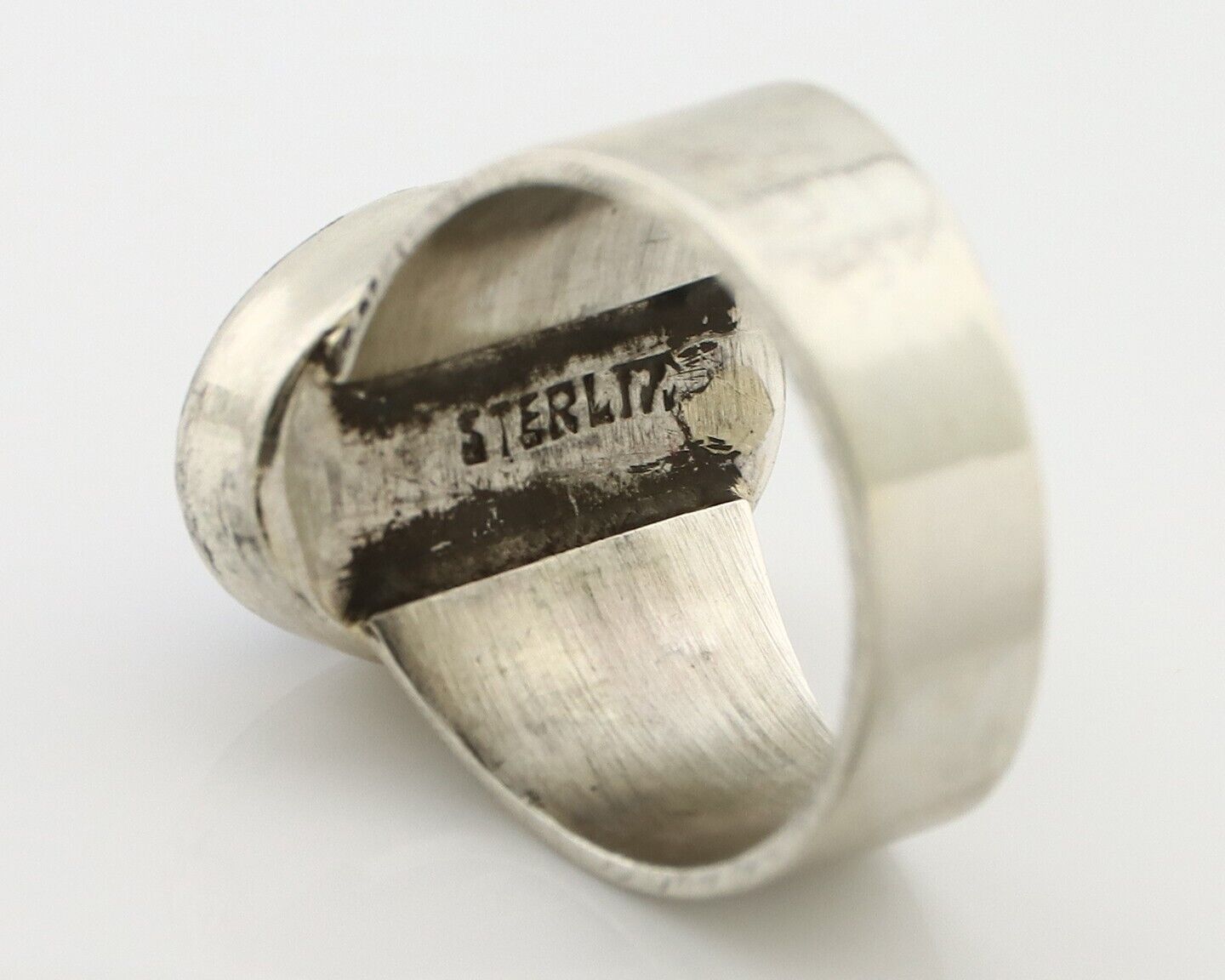 Zuni Inlaid Ring 925 Silver Mixed Natural Gemstones Native American Artist C.80s