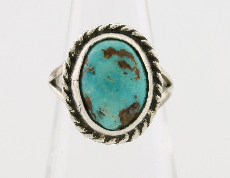 Navajo Ring 925 Silver Natural Blue Turquoise Native American Artist C.80's