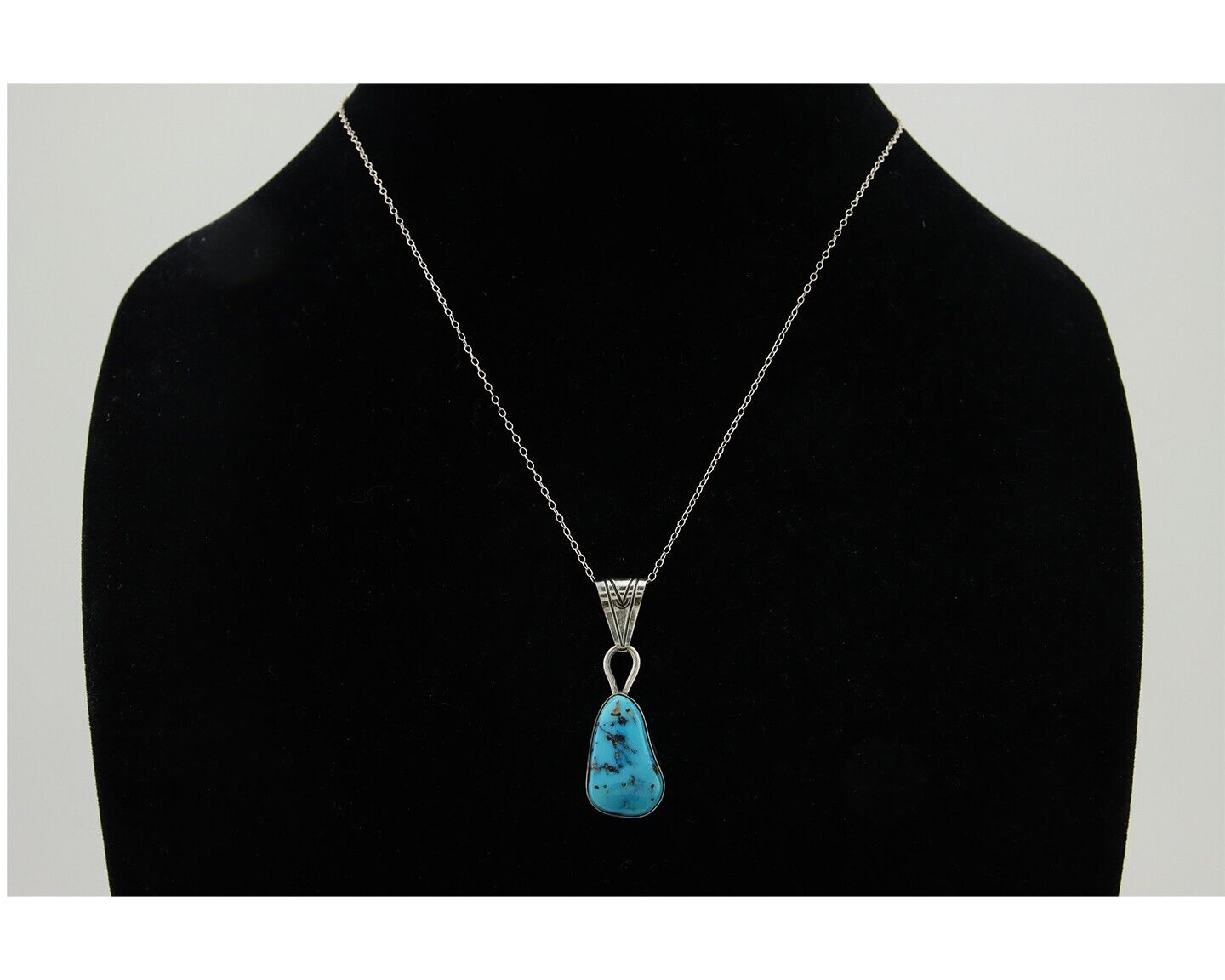 Navajo Necklace 925 Silver Blue Turquoise Artist Signed Tony Guerro C.80's