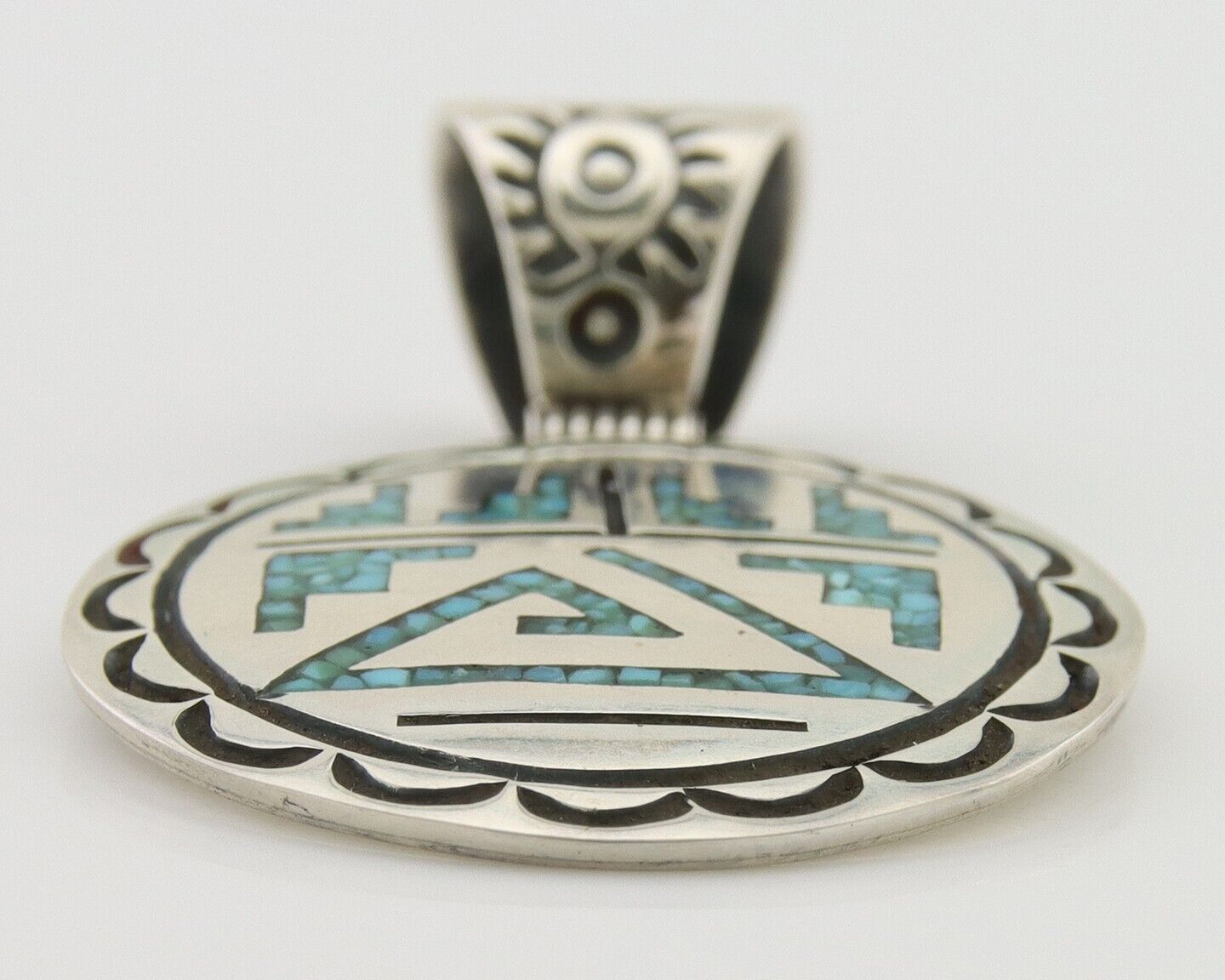 Navajo Necklace 925 Silver Natural Turquoise Artist Signed Stanley Bain C.80's