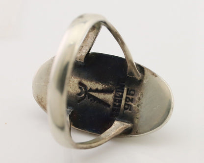 Navajo Handmade Ring 925 Silver Blue Turquoise Artist Signed Kachina C.80's
