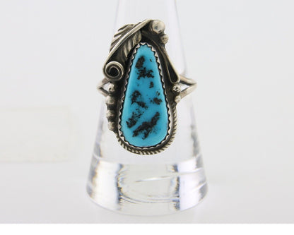 Navajo Ring 925 Silver Sleeping Beauty Turquoise Signed Justin Morris C.80's