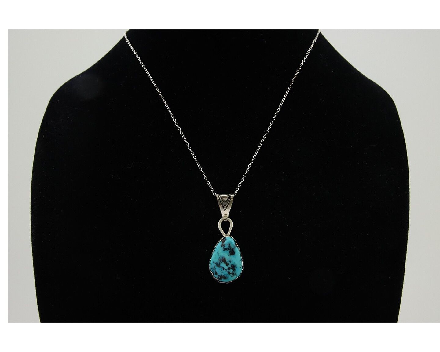 Navajo Necklace 925 Silver Natural Blue Turquoise Artist Tony Guerro C.80's