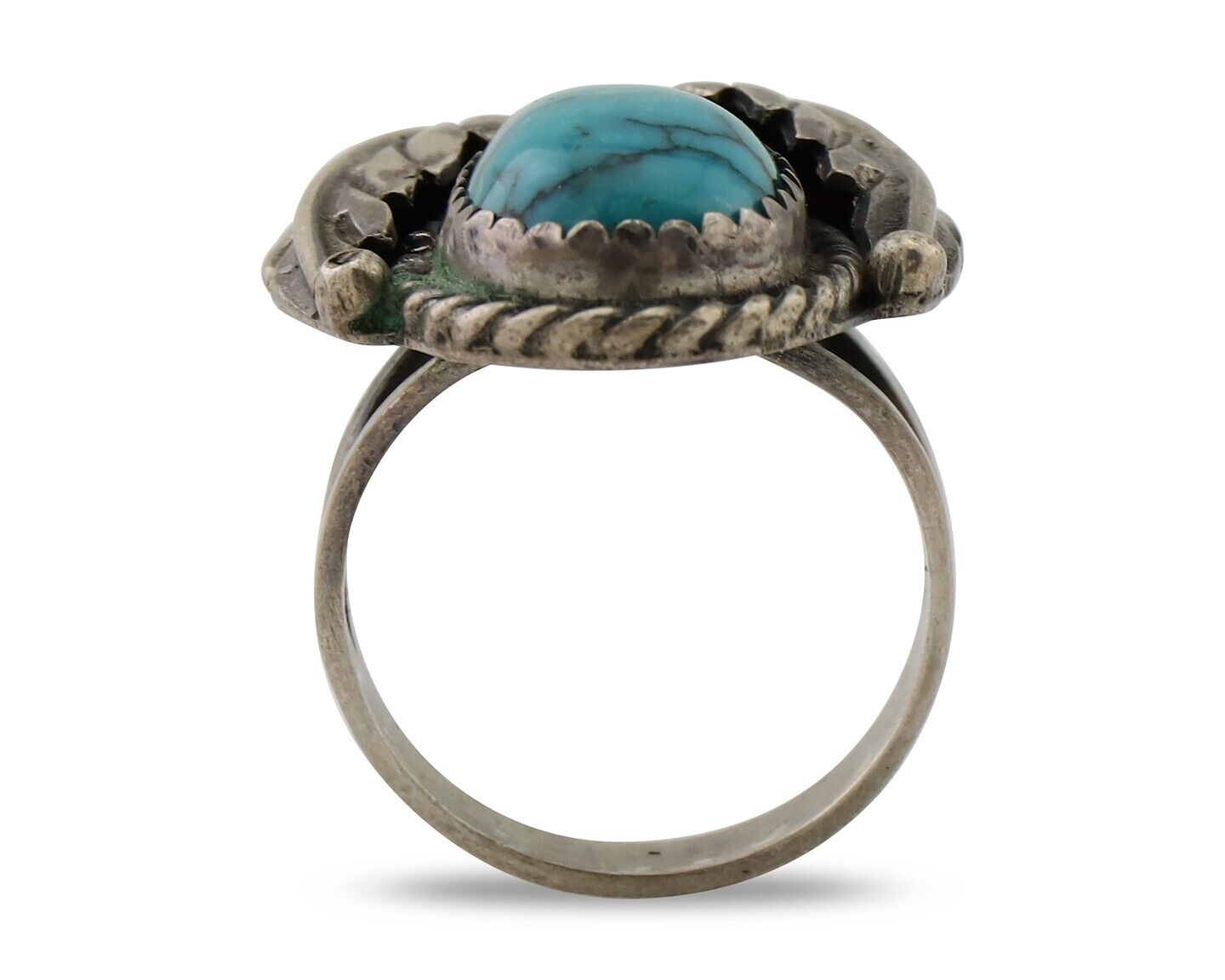 Navajo Handmade Ring 925 Silver Blue Turquoise Native American Artist C.80's