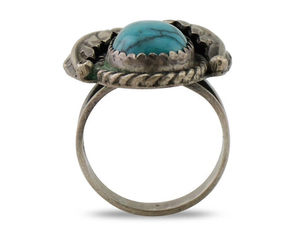 Navajo Handmade Ring 925 Silver Blue Turquoise Native American Artist C.80's
