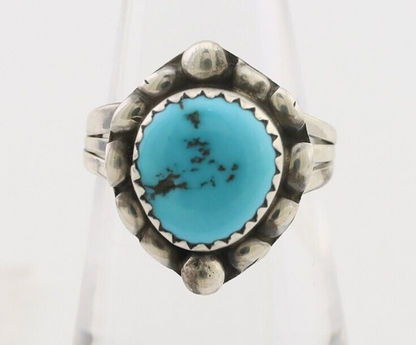 Navajo Ring 925 Silver Sleeping Beauty Turquoise Artist Signed SC C.80's