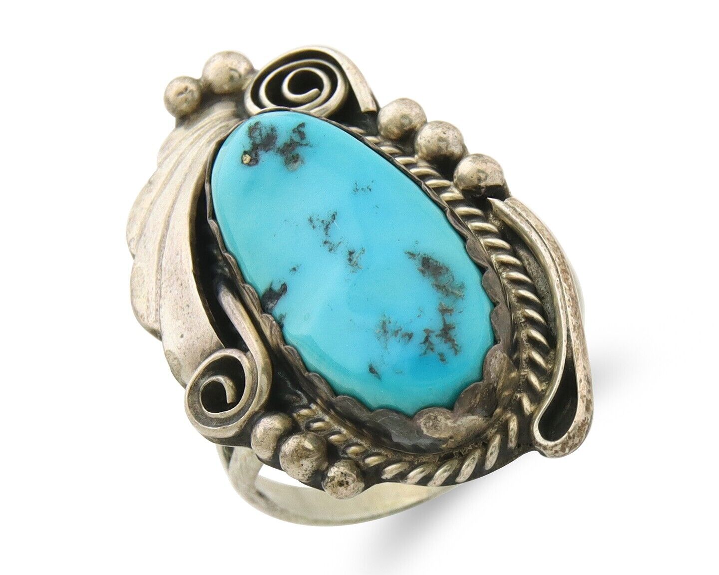 Navajo Ring 925 Sterling Turquoise Artist Justin Morris C.80's Size 9.0