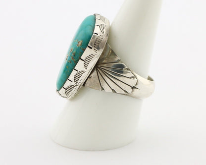 Navajo Ring 925 Silver Natural Turquoise Signed Fred Guerrero Jr C.80's