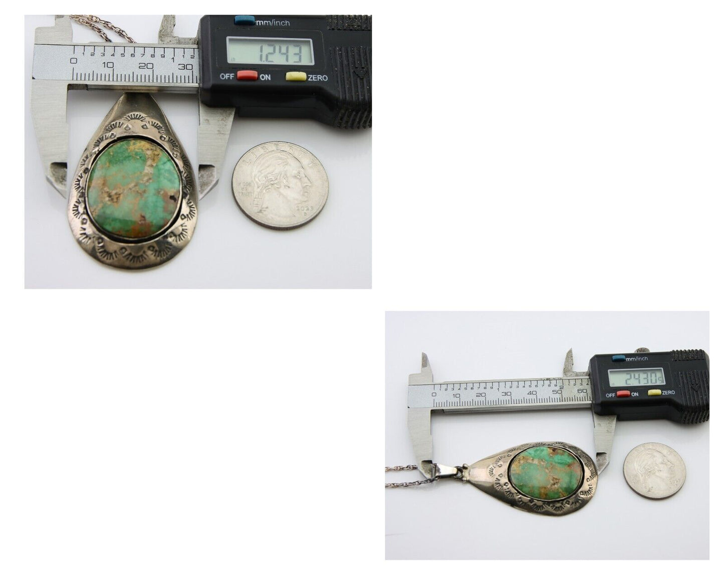 Navajo Necklace 925 Silver Natural Green Turquoise Artist Tony Guerro C.80's