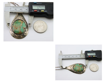 Navajo Necklace 925 Silver Natural Green Turquoise Artist Tony Guerro C.80's