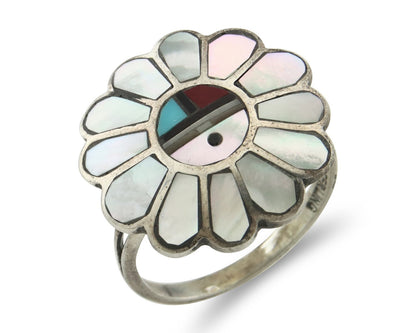 Vintage Zuni Ring 925 Sterling Silver Natural Gemstone Size 6.25