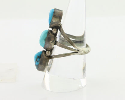 Navajo Ring 925 Silver Natural Blue Turquoise Native American Artist C.80's