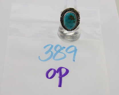 Navajo Ring .925 Silver Nevada Turquoise Artist Signed JT C.80's